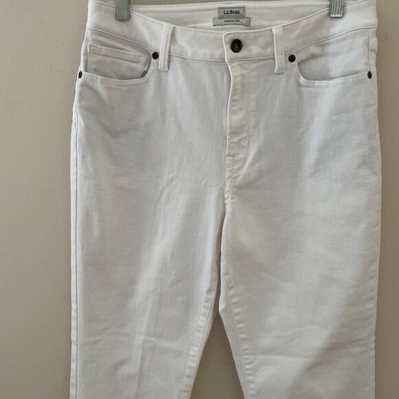 LL Bean Classic Fit Ankle Jeans Womens 10 White DenimStraight Leg Casual Stretch - Picture 3 of 11